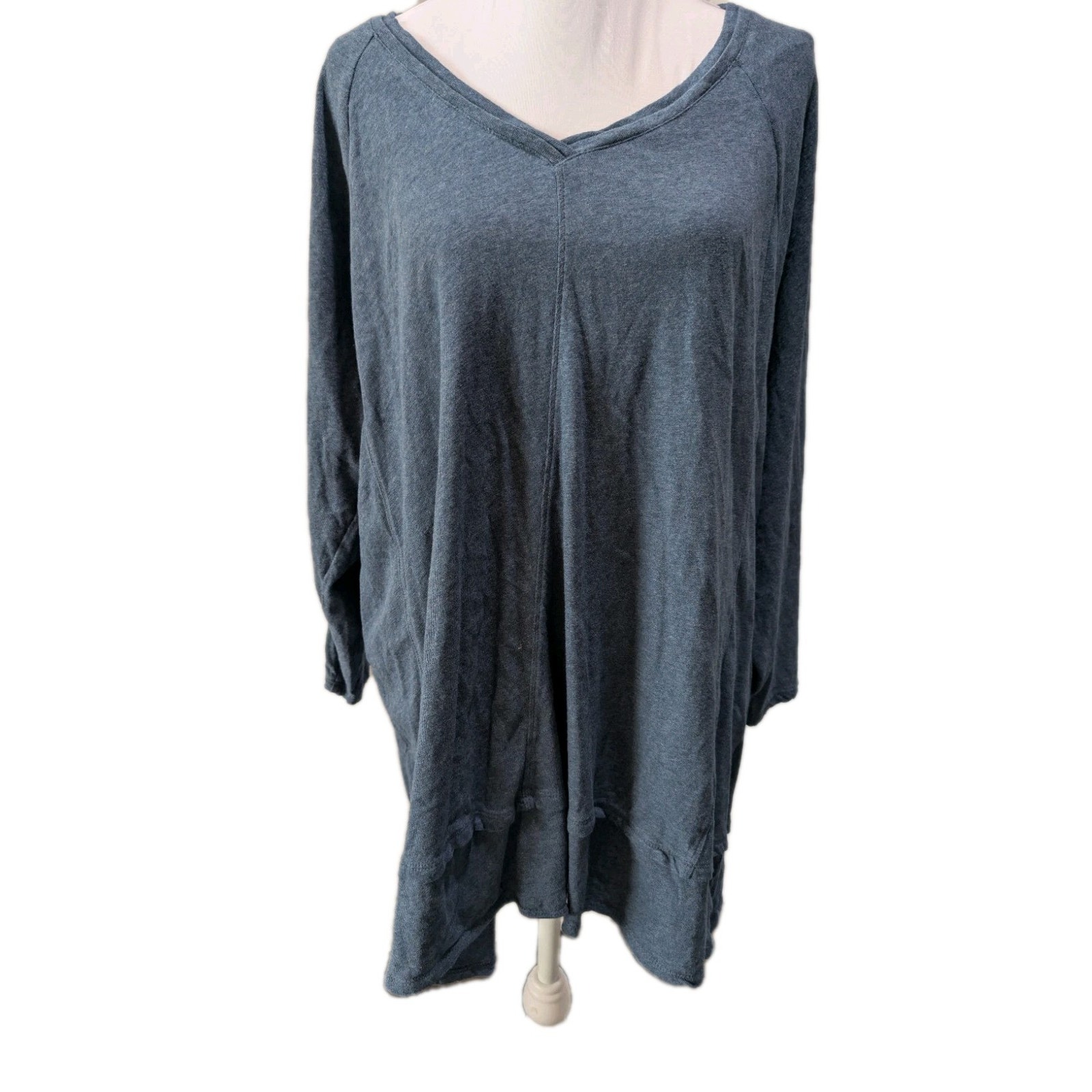 J.Jill Women's Size Xl Blue V-Neck Tunic Top Shirt Relaxed Casual Washable Euc